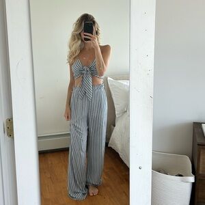 Blue and White Striped Set